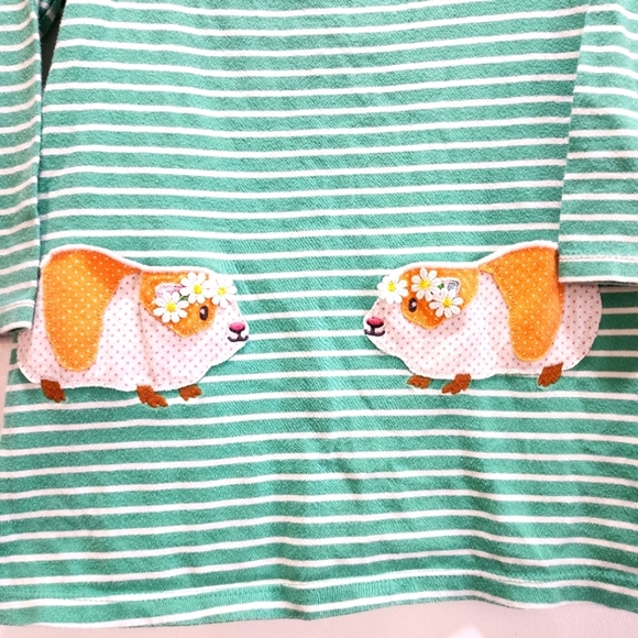 Baby Boden Green And White Striped Dress with Guinea Pig Pockets Size 2-3y - Picture 3 of 4